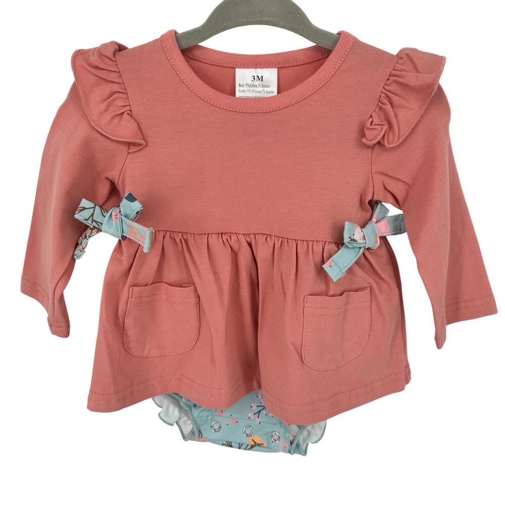 Boutique NEW Bubble Dress‎ Romper Baby Girl 3 MONTH Floral Bows Small Shop